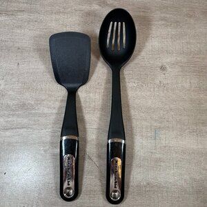 KitchenAid Tools Spatula and Serving Spoon Set Black and Silver Utensils